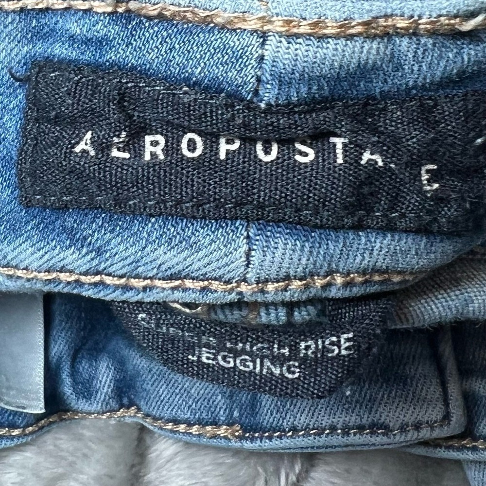 Aeropostale Womens Size 8 Super High Rise Jeggings Distressed Jean Frayed Hem - Picture 4 of 16